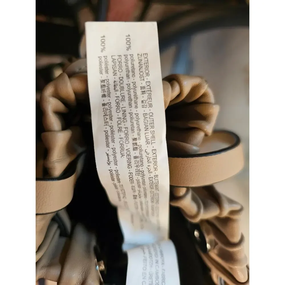 Zara Pleated Bucket Purse In Beige